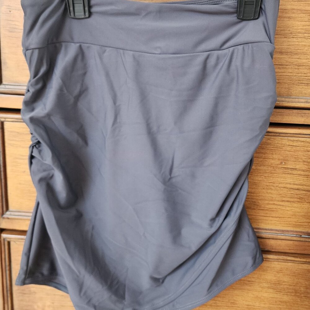 Gray Bathing Suit Skort Bottom with Rouching